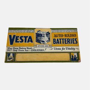 Vintage Vesta Auto-Radio Batteries Ink Blotter Advertising 6.25" x 3.25"